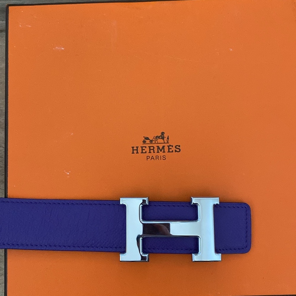 Hermes reversible H Palladium belt with box, dust bag and ribbon.